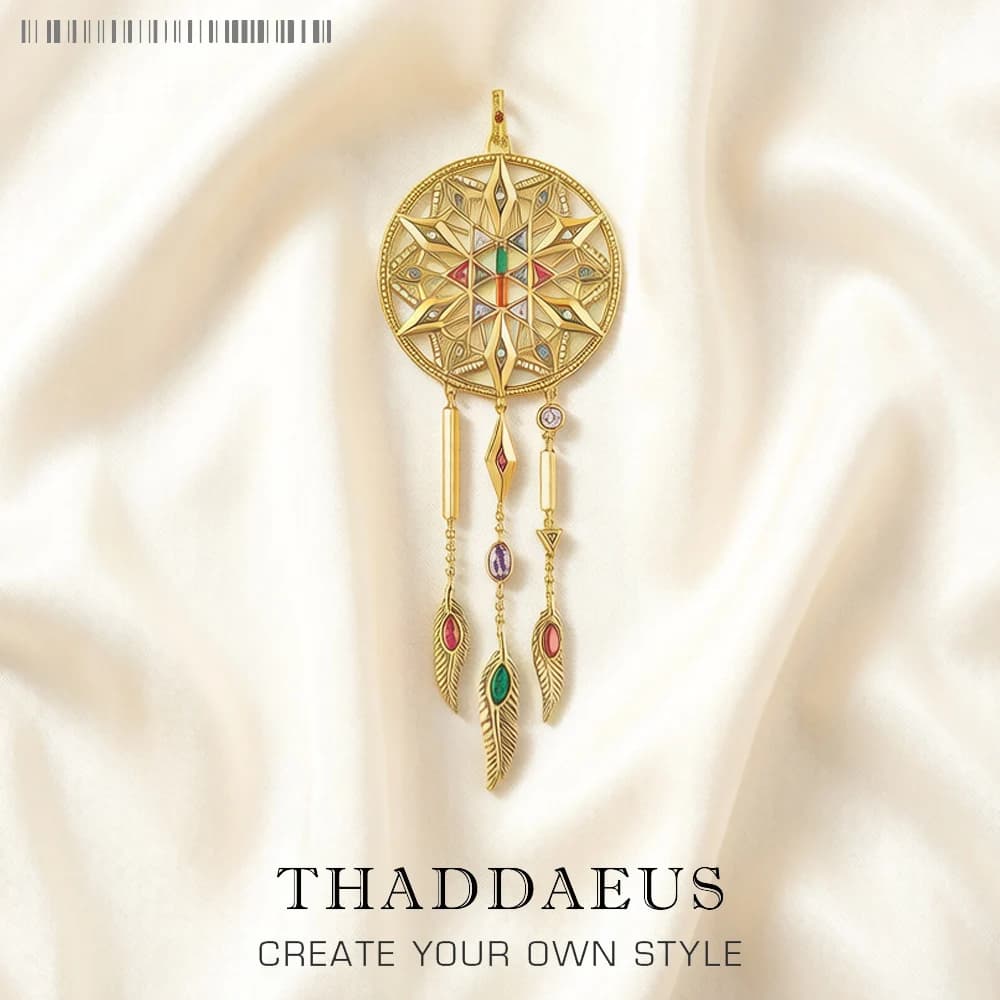 Grand capteur de rêves porte-bonheur, bijoux fins d'été flambant neufs, cadeau européen doré en argent Sterling S925 pour femmes