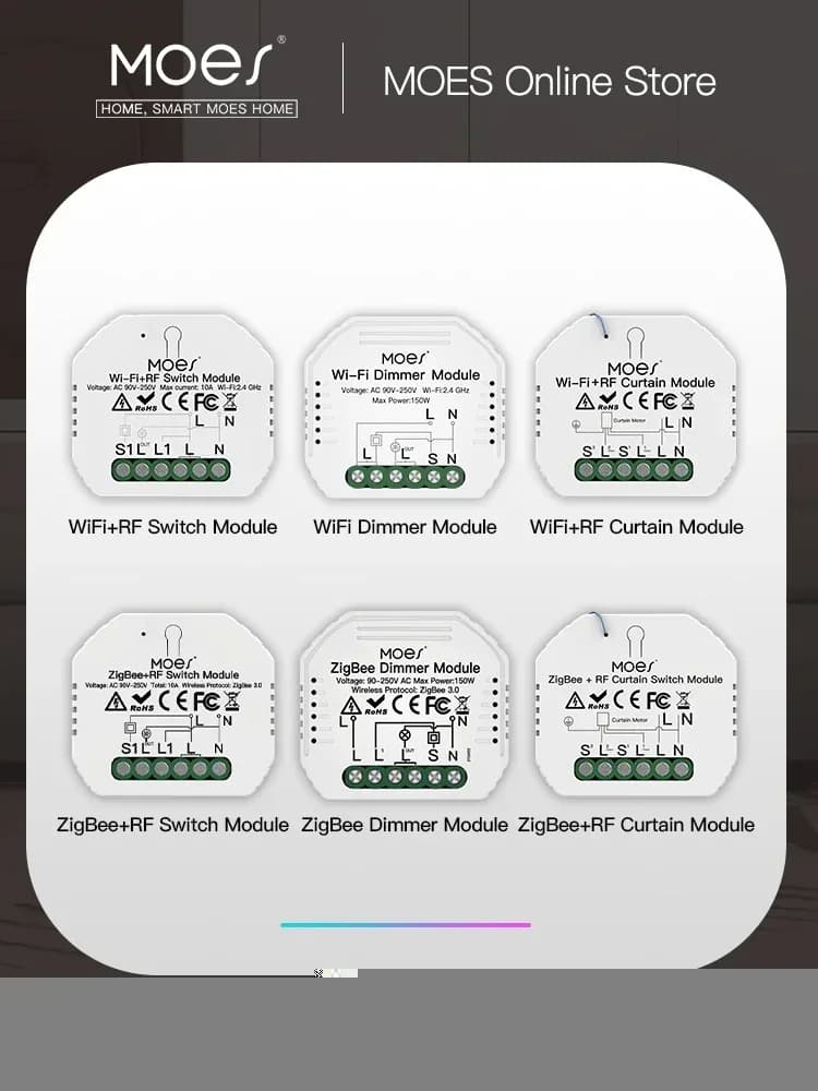 Moes Interrupteur Wifi Intelligent ZigBee, Variateur de Rideau, Commande Vocale Alexa Google Home, Application Smart Life