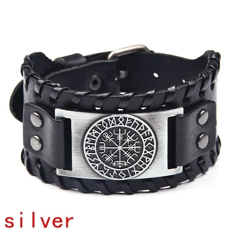 Bracelet boussole Pirate en cuir large rétro pour hommes, bijoux celtique Viking, accessoires, cadeaux de fête, nouvelle collection