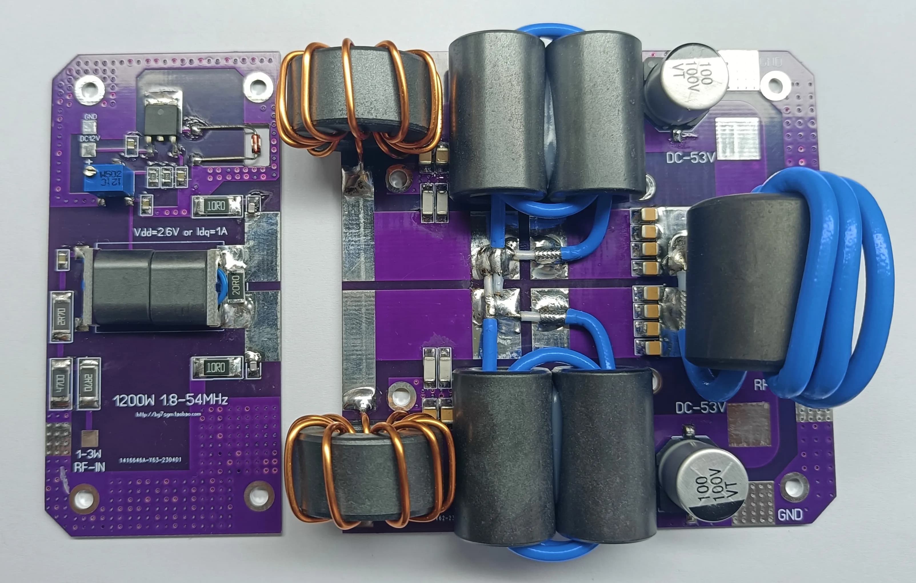 Kit d'amplificateur de puissance HF à ondes courtes 1200W 1.8-54MHz, carte d'amplificateur de puissance MRFX1K80H BLF188