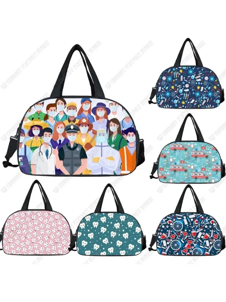 Sacs de voyage de remerciement pour médecin et infirmière, grande capacité, bagage pour femmes, avec impression ECG, sacs à main étanches pour hommes