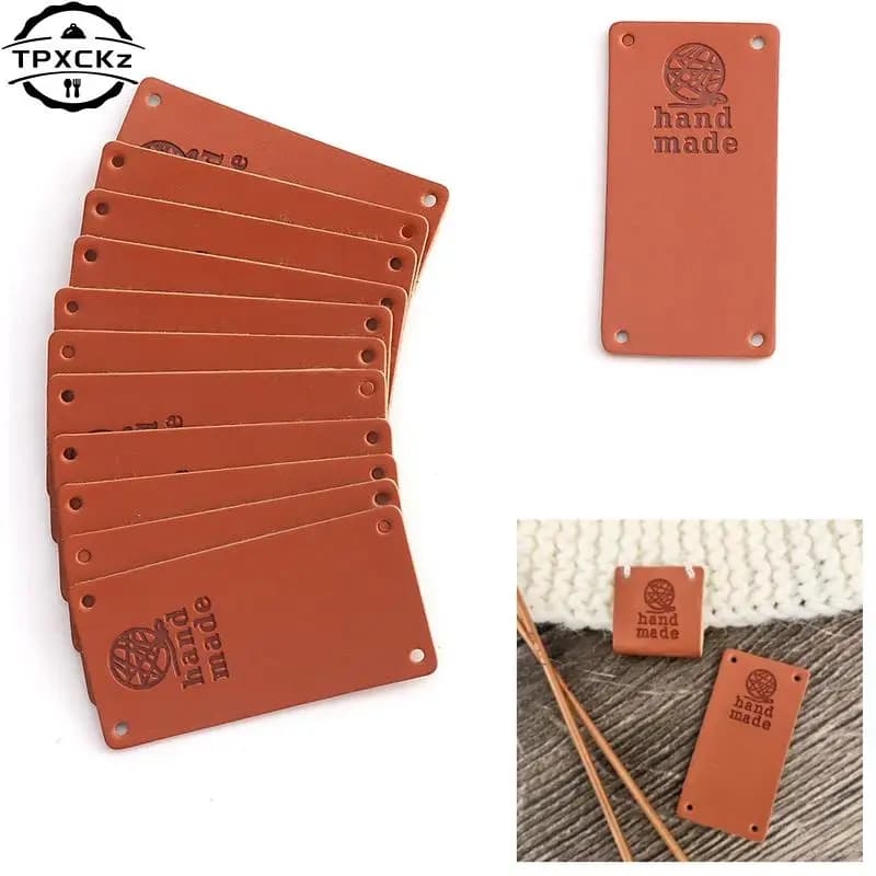 Étiquettes attro faites à la main avec amour pour vêtements, cuir PU fait à la main, chapeaux de bricolage, sacs, étiquettes de couture, accessoires de vêtement, nouveau, 20 pièces