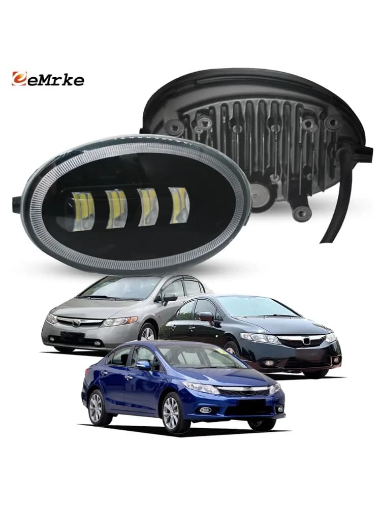 Paire de phares antibrouillard LED pour voiture, lentille de ligne coupée, couleur blanc/jaune, pour Honda Civic Sedan 2006 ~ 2014 Civic Si 2012 brésil