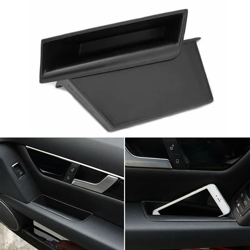 Boîte de rangement de voiture, 2 pièces, organisateur de poignée latérale de porte avant pour mercedes-benz classe C W204 2008 – 2014, boîtes de rangement en plastique ABS noir