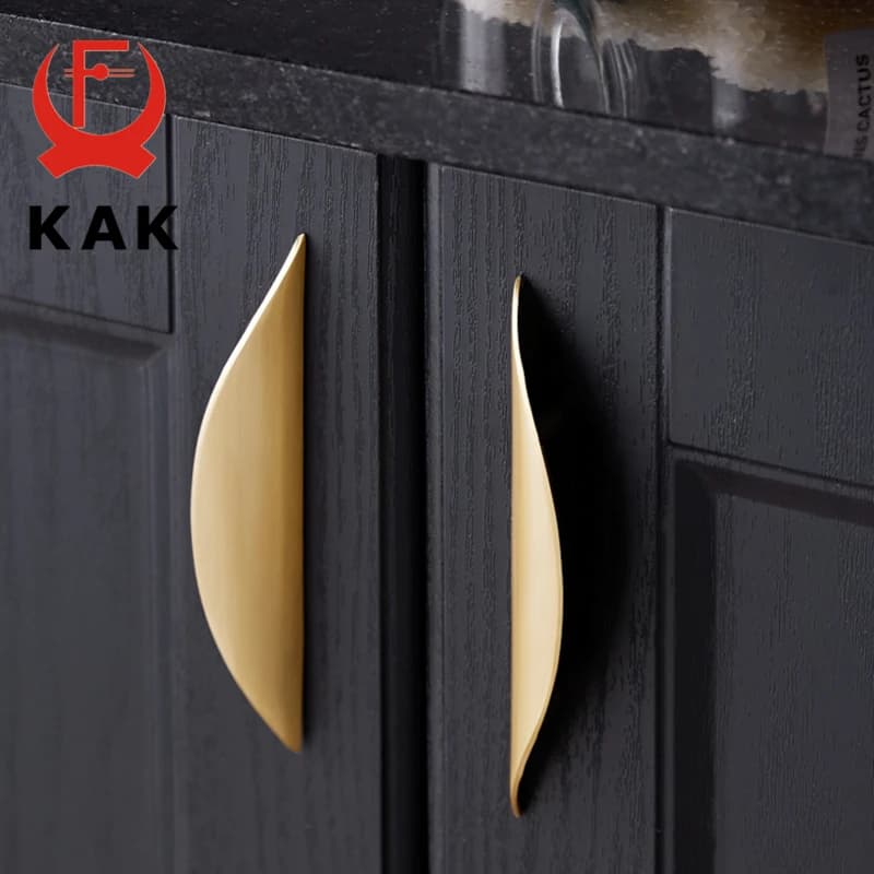 KAK cuivre or armoire poignées tiroir boutons noir cuisine poignées placard porte tire demi-lune meubles poignée porte matériel