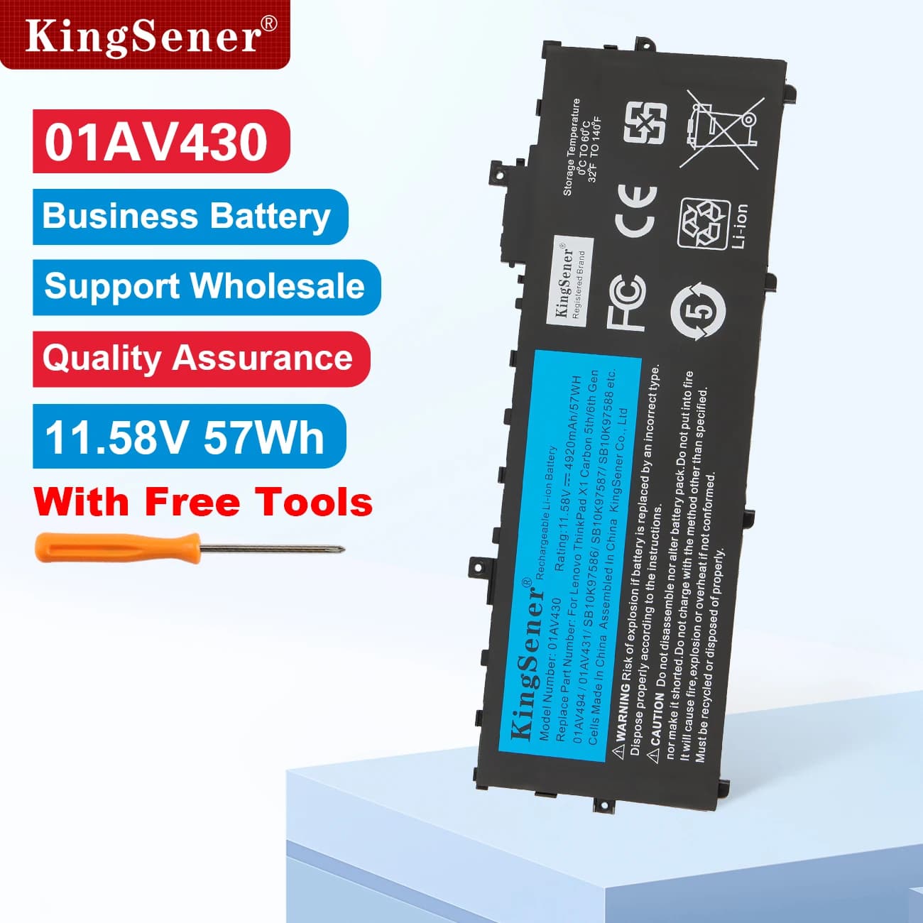KingSener 01AV494 01AV430 batterie pour Lenovo Thinkpad X1 carbone 5th 2017 6th 2018 série 01AV429 SB10K97586 01AV431 SB10K97587