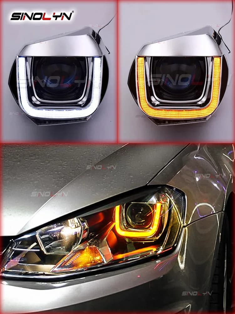 Sinolyn – Kits de rénovation à haute Configuration pour VW Golf 7 2013, mise à niveau originale des phares DRL LED Hella 3R G5 Q5, lentilles de projecteur