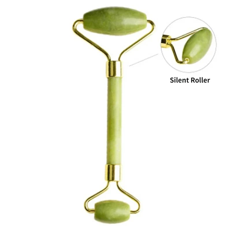 Rouleau de Massage en Jade vert pour le visage, accessoire de relaxation pour le visage et le cou
