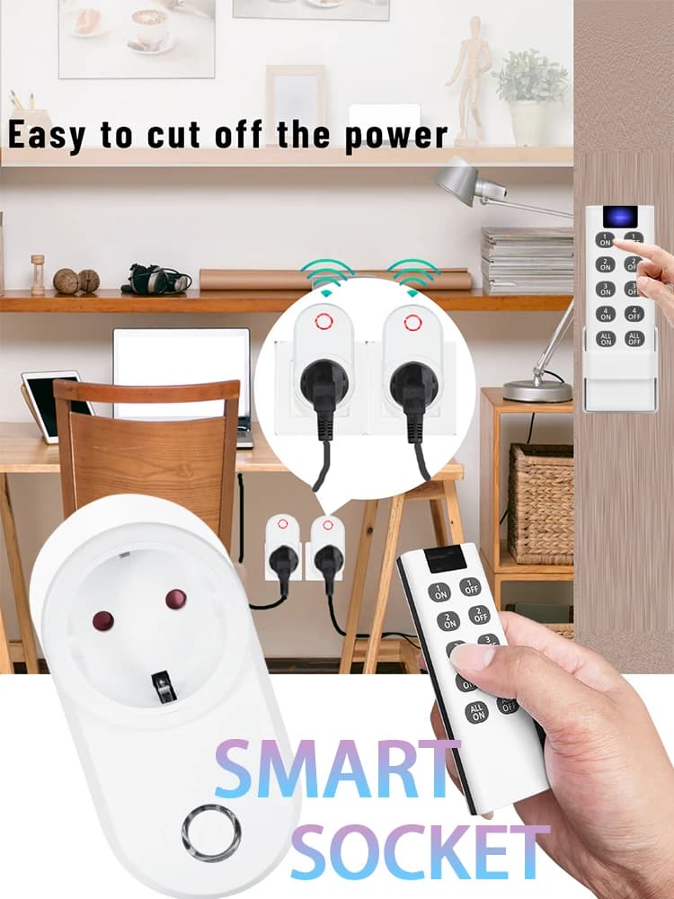 Prise de commande à distance sans fil universelle ue FR, 433MHz, 220V, 15a, pour maison intelligente, lampe, ventilateur, éclairage