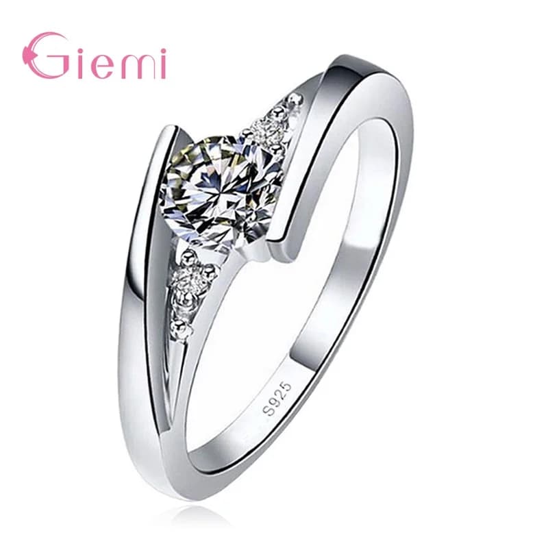 Bague en argent Sterling 100% véritable, bague de fête empilable en zircone cubique pour femmes et filles, bijoux de fiançailles, cadeau de mariage, 925