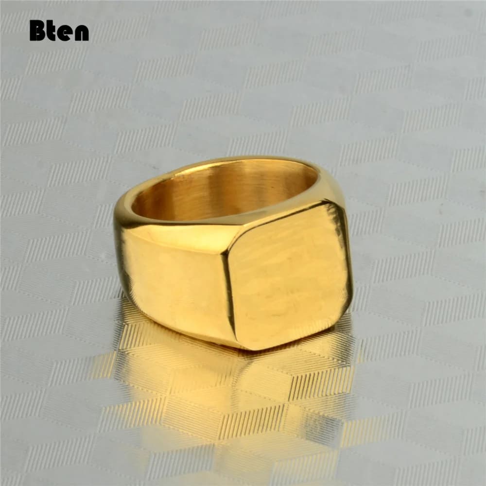 Bten-Bague carrée en acier inoxydable de style simple, bijoux de mariage et de fiançailles, or et argent, document classique, mode 2020