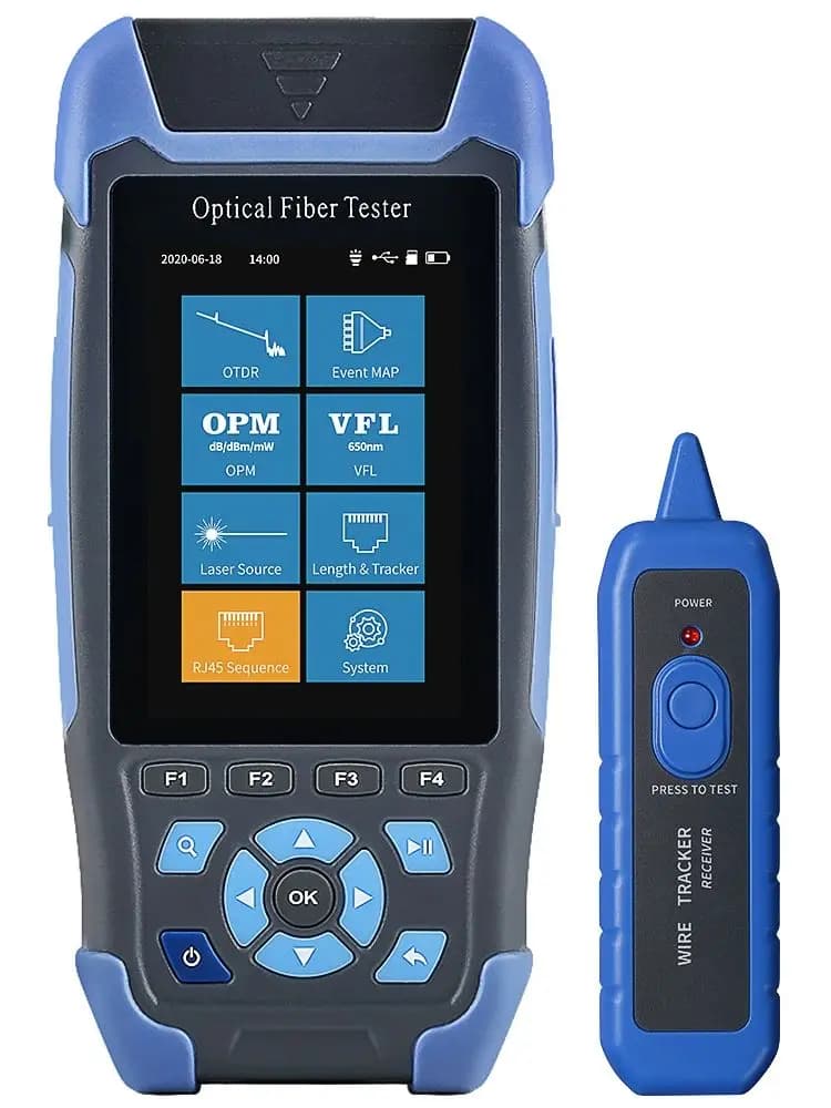 Réflectomètre optique temporel (OTDR) mini professionnel AUA900D/900A avec VFL, OLS, OPM intégrés, carte d'événements et testeur de câbles Ethernet RJ45