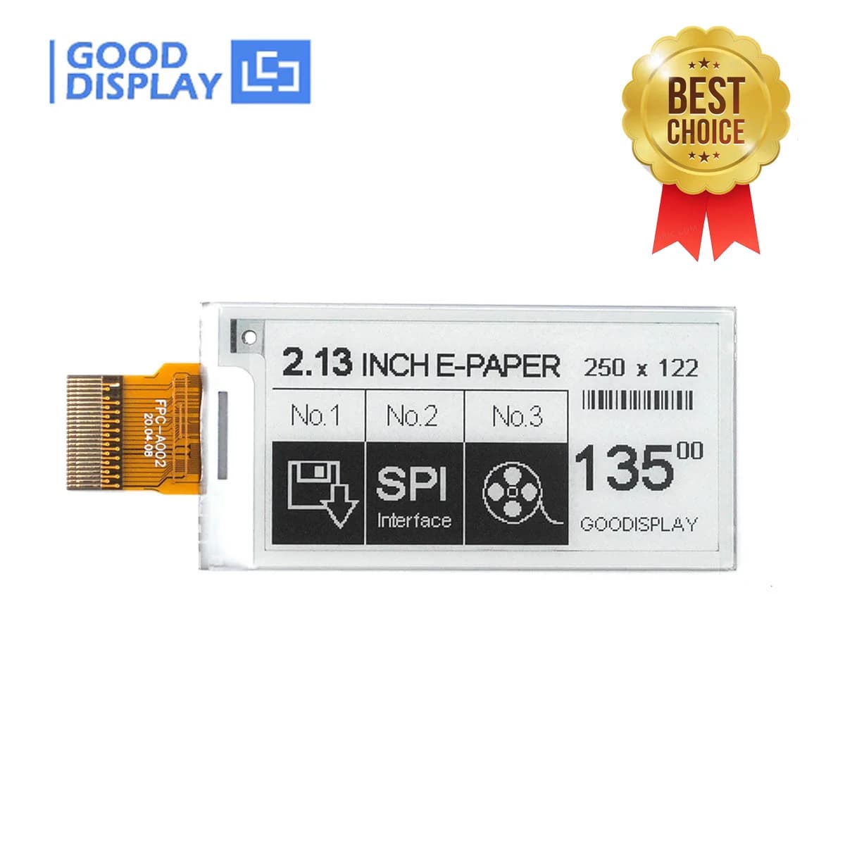 Module d'affichage E-Paper pas cher 2,13 pouces, écran E-Ink Raspberry Pi 250x122 EPD, prend en charge une mise à jour rapide en 1,5 seconde GDEY0213B74