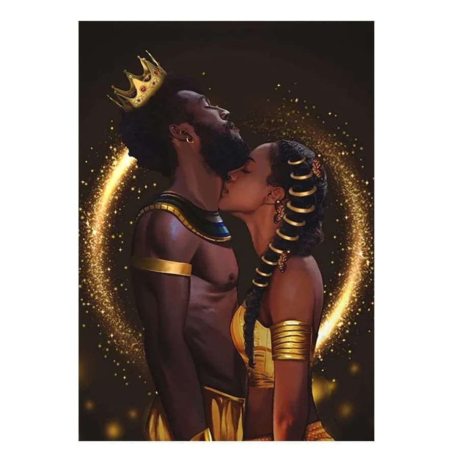 Peinture diamantée de couple royal africain, broderie diamantée, mosaïque diamantée, perceuse complète, décoration de la maison, 5Dd