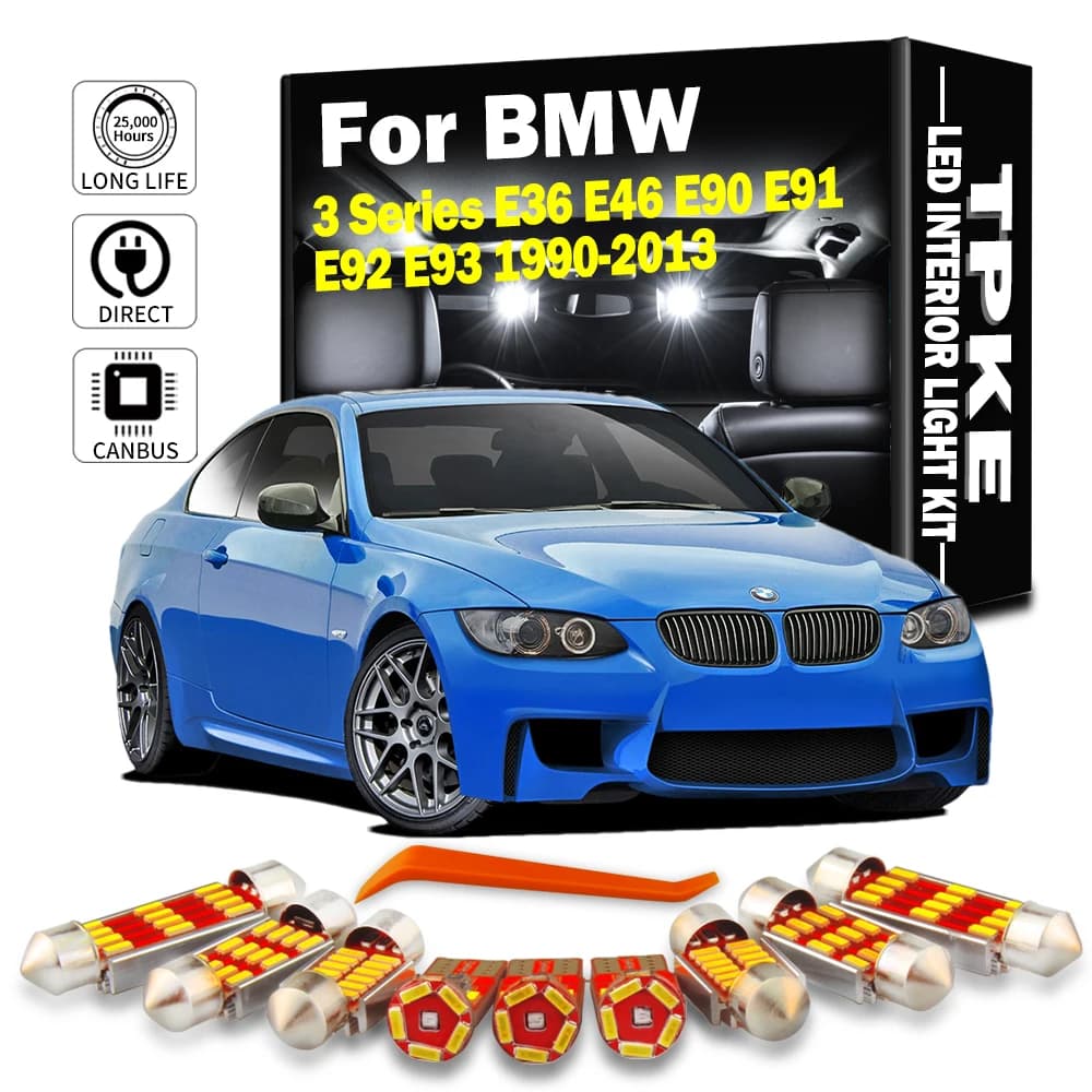 TPKE Canbus LED intérieur carte dôme coffre Kit d'éclairage pour BMW série 3 E36 E46 E90 E91 E92 E93 1990-2013 ampoules de voiture accessoires automobiles
