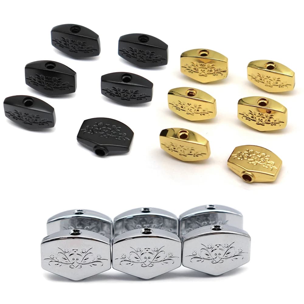 6 boutons de mécaniques d'accordage de guitare en métal sculpté carré pour guitare électrique