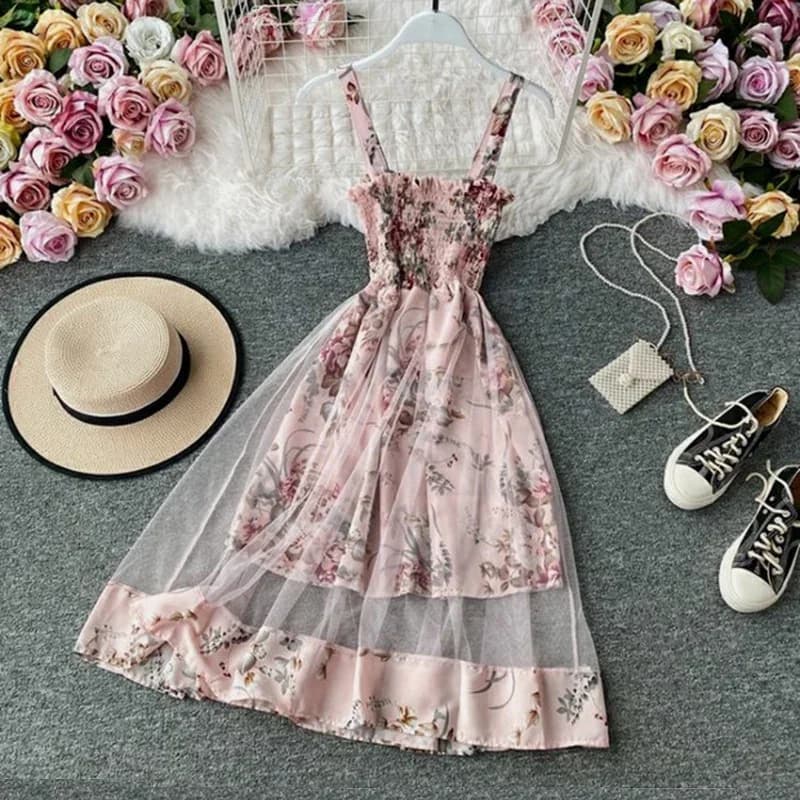 Robe d'été pour femmes Litmage, style rétro français, col carré, imprimé, robe à bretelles, nouvelle robe courte en dentelle à la taille, HH293