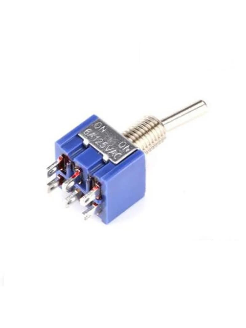 Interrupteur à bascule bleu, 100 pièces, MTS202, DPDT, Double pôle, Double projection, 2 Positions ON-ON, 250V, 3A, 125V, 6A, MTS-202
