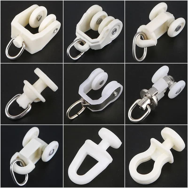 Rail de roue de rideau en plastique en alliage, 1 paquet, rouleaux de piste droits et incurvés, rideaux suspendus, crochet, anneau coulissant, accessoires décoratifs