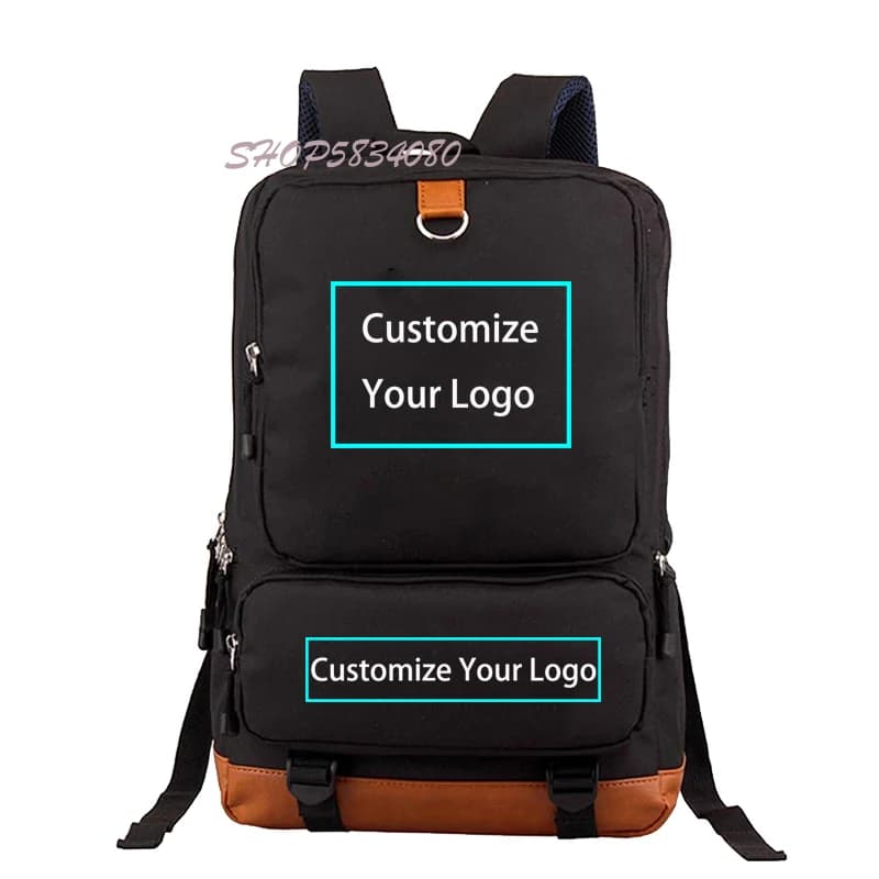Sac à Dos en Toile avec Photo ou Logo Personnalisable pour Garçon et Fille, Cartable d'École pour Adolescent, Homme et Étudiant