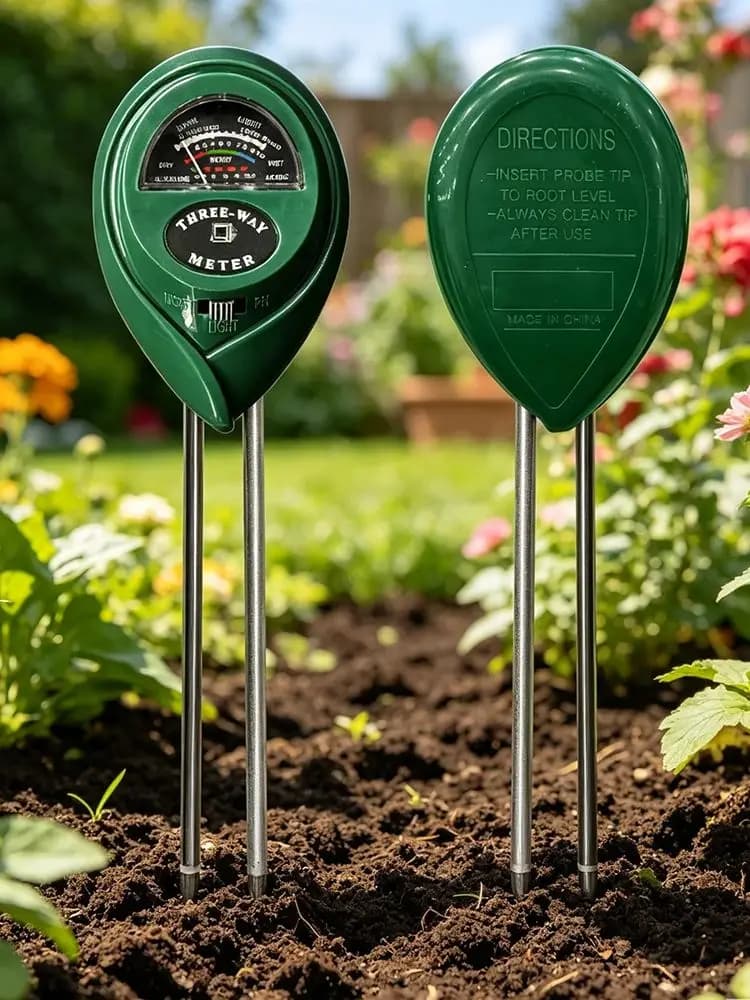Testeur 3-en-1 de l'humidité du sol, du pH et de la luminosité pour plantes de jardin et fleurs – Instrument de mesure de l'humidité et du pH