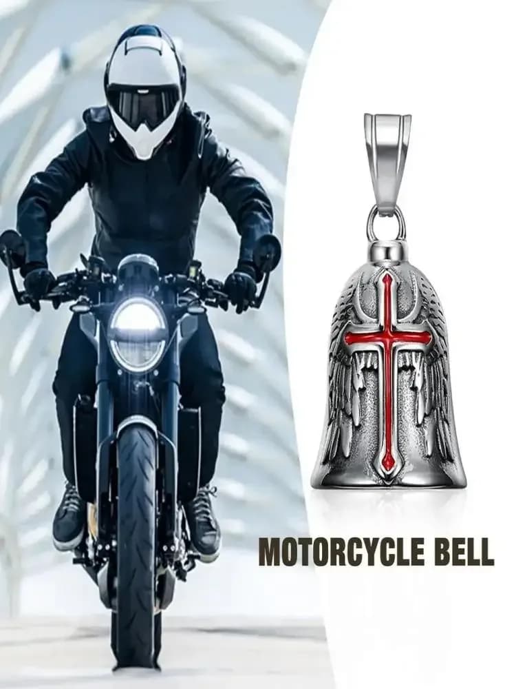 Vintage Ornement Moto Cloche Charme Cloche D'équitation Collier pour Hommes Moto Accessoires Bijoux avec Chaîne En Acier Inoxydable