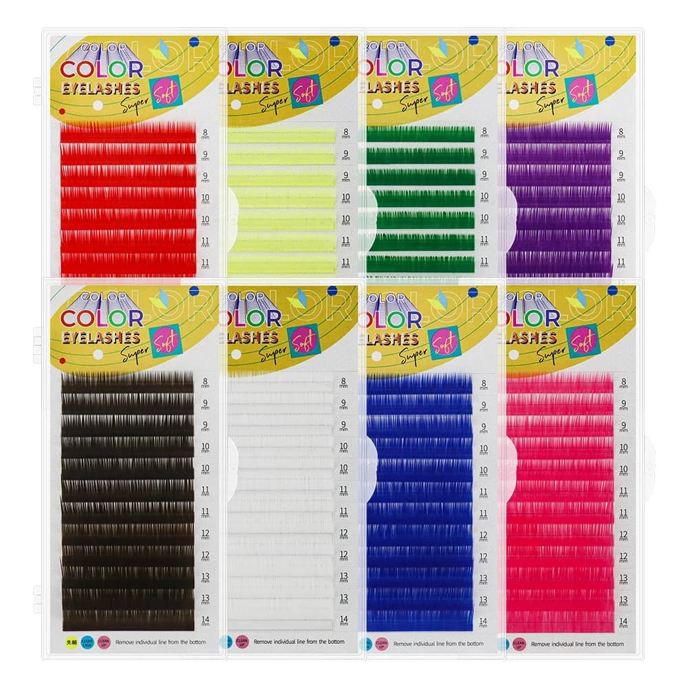 GAHAMACA Cils individuels colorés C/D/L/LU, cils UV colorés individuels 0.07/0.10mm 8-14mm, faux cils, fournitures en gros