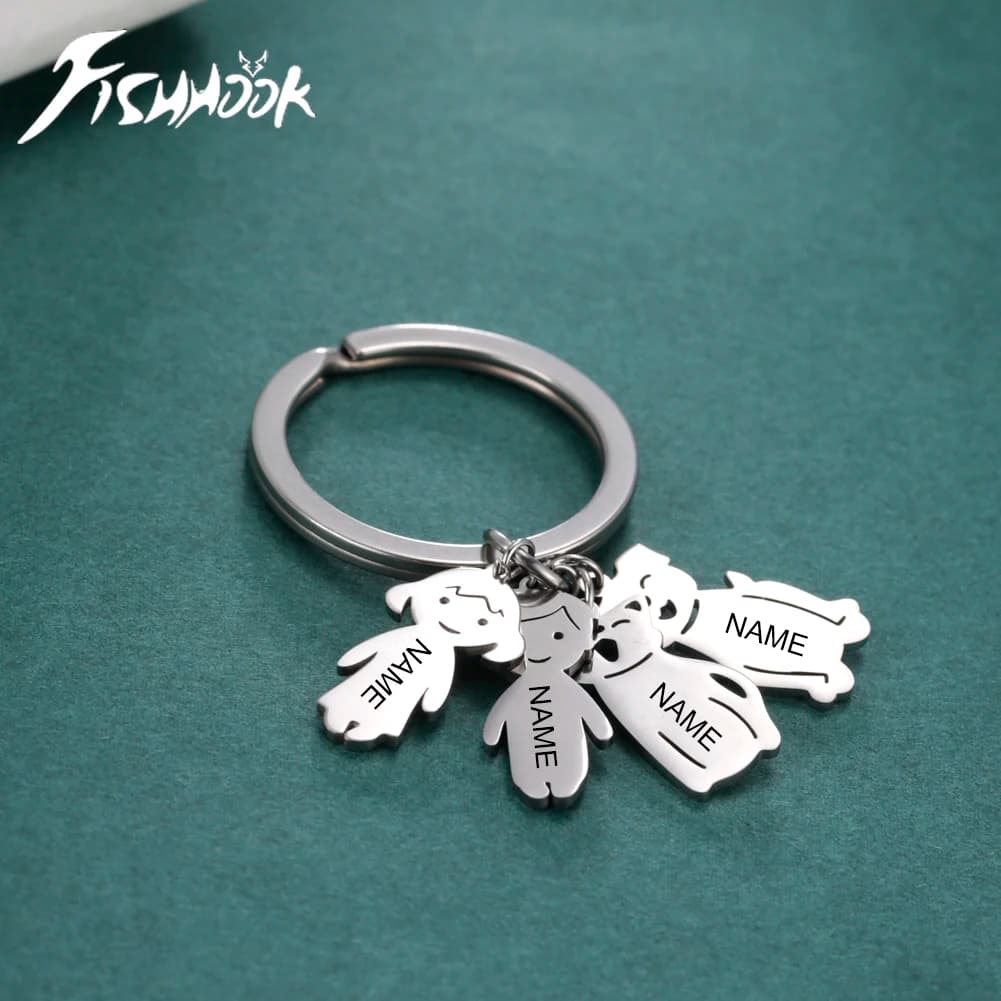 Porte-clés personnalisé avec nom, cadeau pour couple, enfant, mère, fille, garçon, femme, homme, famille, maman, papa, bijoux en acier inoxydable