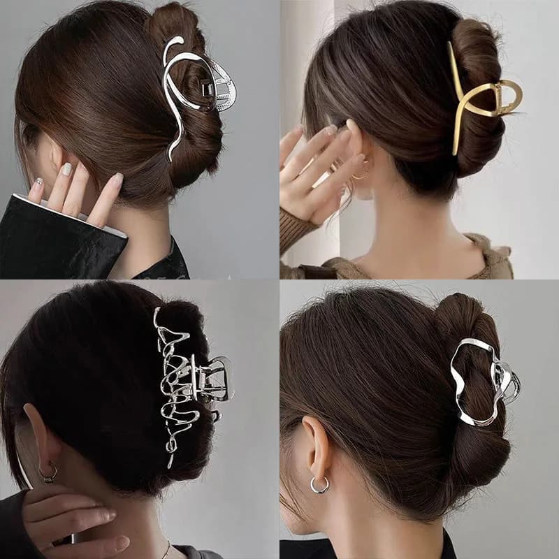 Griffes de cheveux géométriques en métal coréen pour femmes et filles, barrettes, pinces à cheveux élégantes, crabe, évider, épingle à cheveux, vêtements de sauna, accessoires pour cheveux, 2023