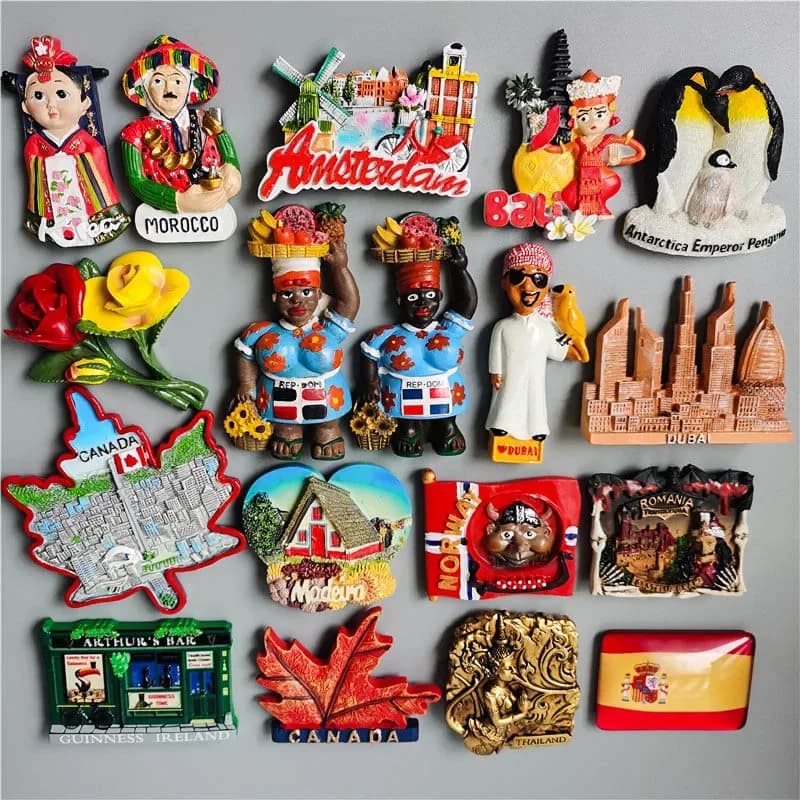 Aimants de réfrigérateur Souvenir Touristique, Autocollant en Résine 3D, Décoration d'intérieur, Norvège, Resticana, Madrid, Maroc, Hollande, Corée, Asus, Thaïlande