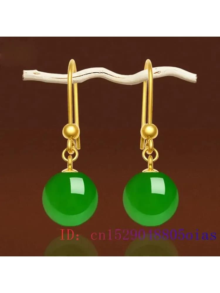 Boucles d'oreilles en perles de Jade pour femmes, bijoux en calcédoine naturelle, cadeaux porte-bonheur, amulette, pierres précieuses, mode vert