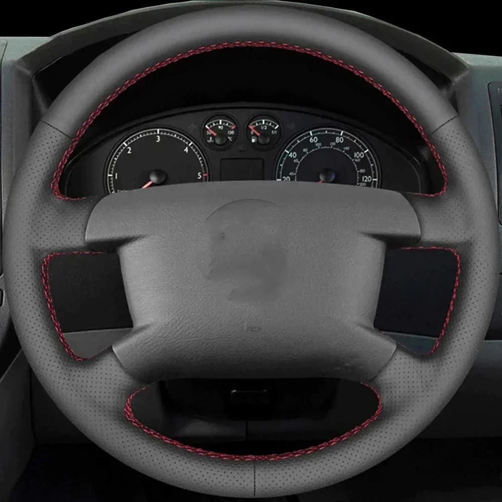Housse de volant de voiture noire en cuir artificiel, bricolage, pour Volkswagen VW Caddy 2003 – 2006 Caravelle 2003-2009 Transporter T5 2006