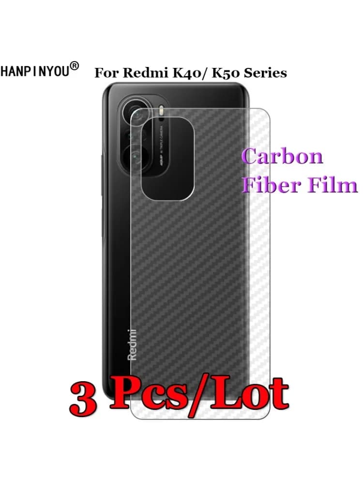 Autocollant de protection d'écran 3D en fibre de carbone pour Redmi K70, K70E, K60, K60E, K50, K50i Pro Plus Ultra Gaming, film arrière, 3 pièces/lot