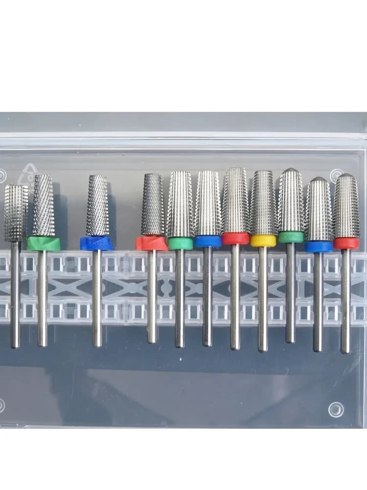 Mèches à ongles coniques en carbure de sécurité 4 en 1, avec forets de coupe, fraise en carbure pour manucure, enlever le Gel, accessoires pour ongles