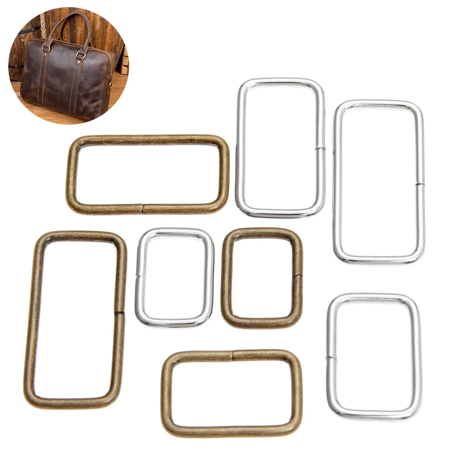 20 pièces bricolage métal épaisseur sac à main en cuir sac à main sangle ceinture Web Rectangle carré D anneau boucle fermoir