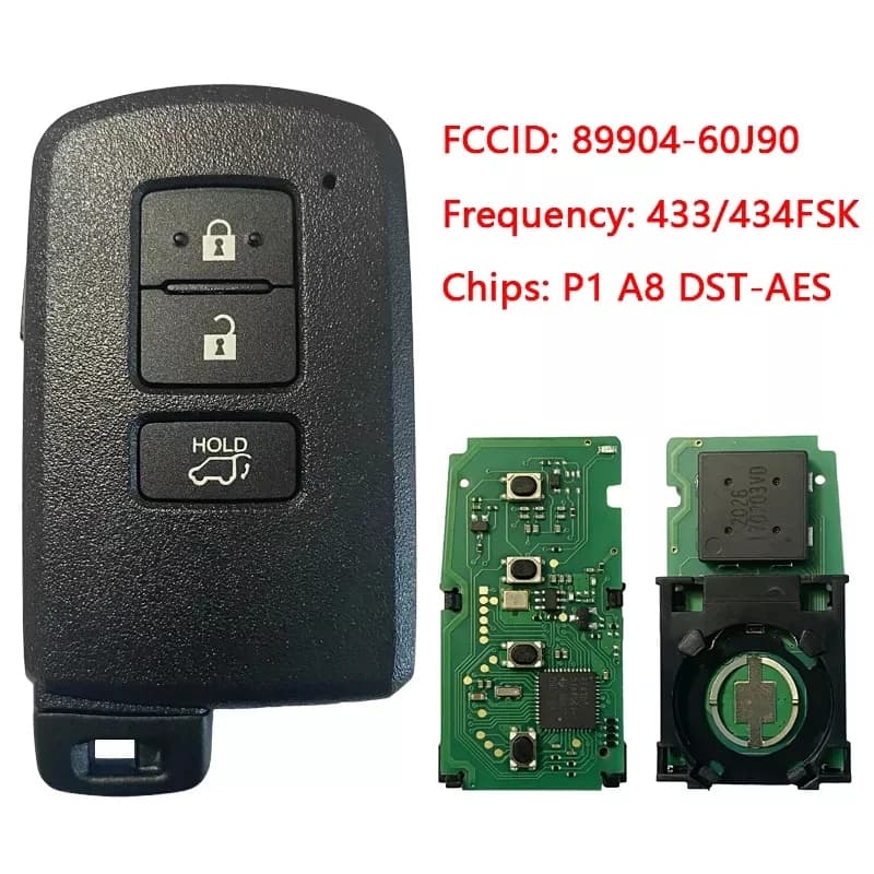 Clé intelligente à 3 boutons pour Toyota Highlander, pièce sans clé, CN007164, marché secondaire, 434MHz, FCCID, BH1EW, TOKAI, RIKA, 89904-60J90