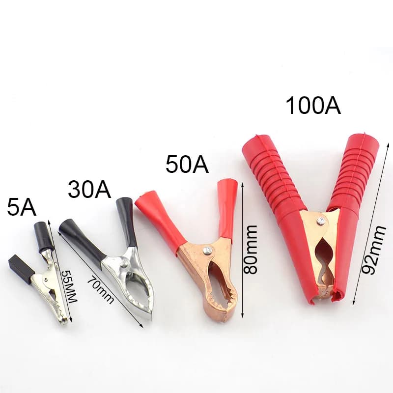 Pinces crocodile électriques 5A/30A/50A/100A pour batterie de voiture, pinces de test pour voiture, connecteur de pince crocodile, outils électriques de bricolage