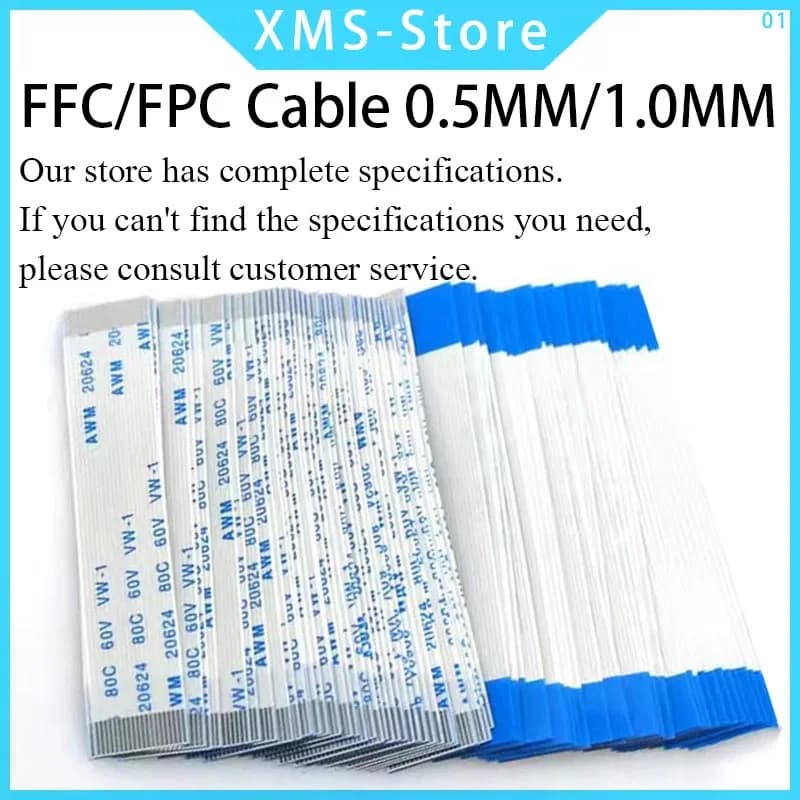 Câble plat flexible FPC FFC, 5 pièces, 4/5/6/8/10/12/14/16/18/20/30/40-80 broches, pas de 0.5MM 1.0MM, longueur de fil de type A