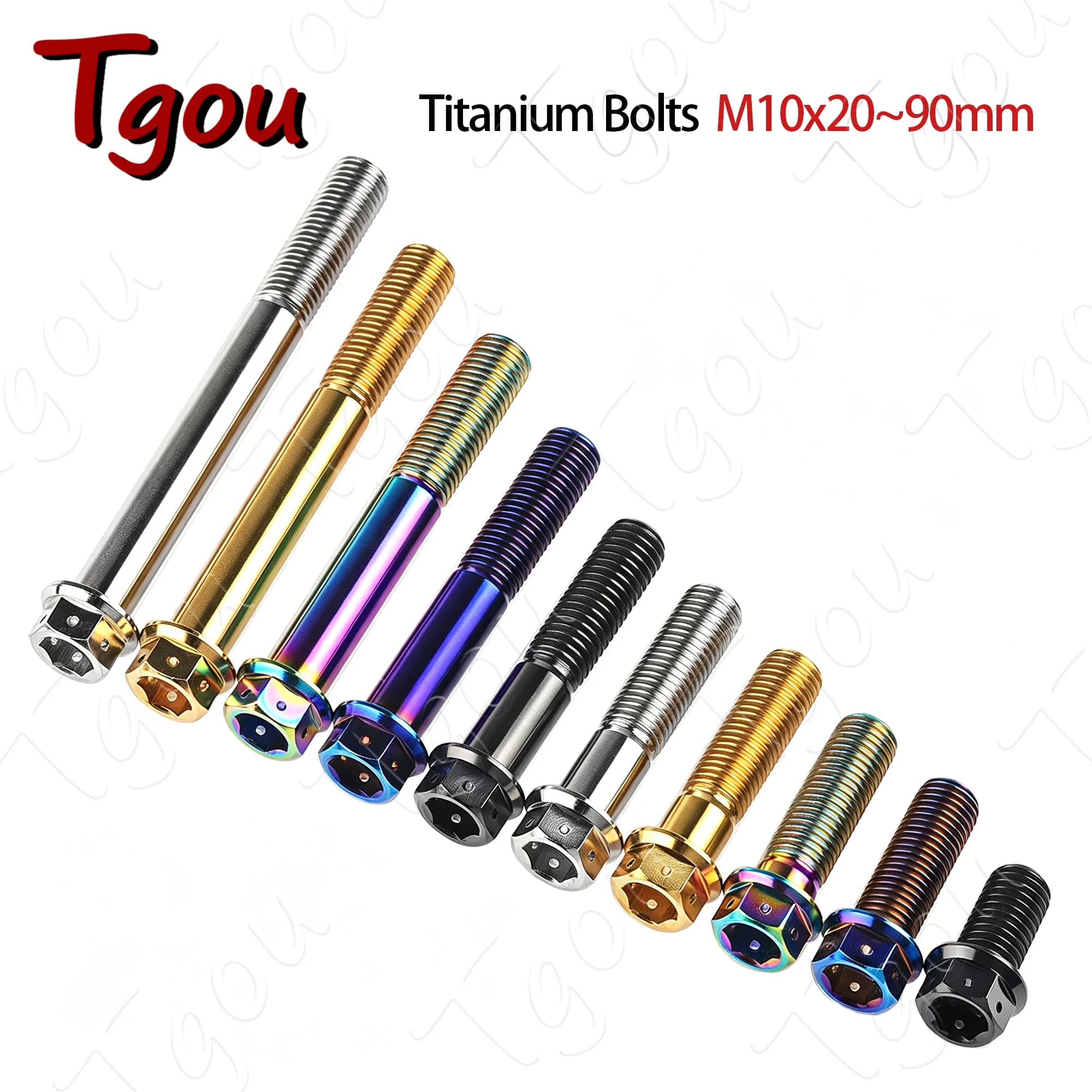 Tgou boulon en titane M10x20 ~ 90mm pas 1.25/1.5mm bride vis hexagonales intérieures et extérieures pour frein à disque de moto réaménagé
