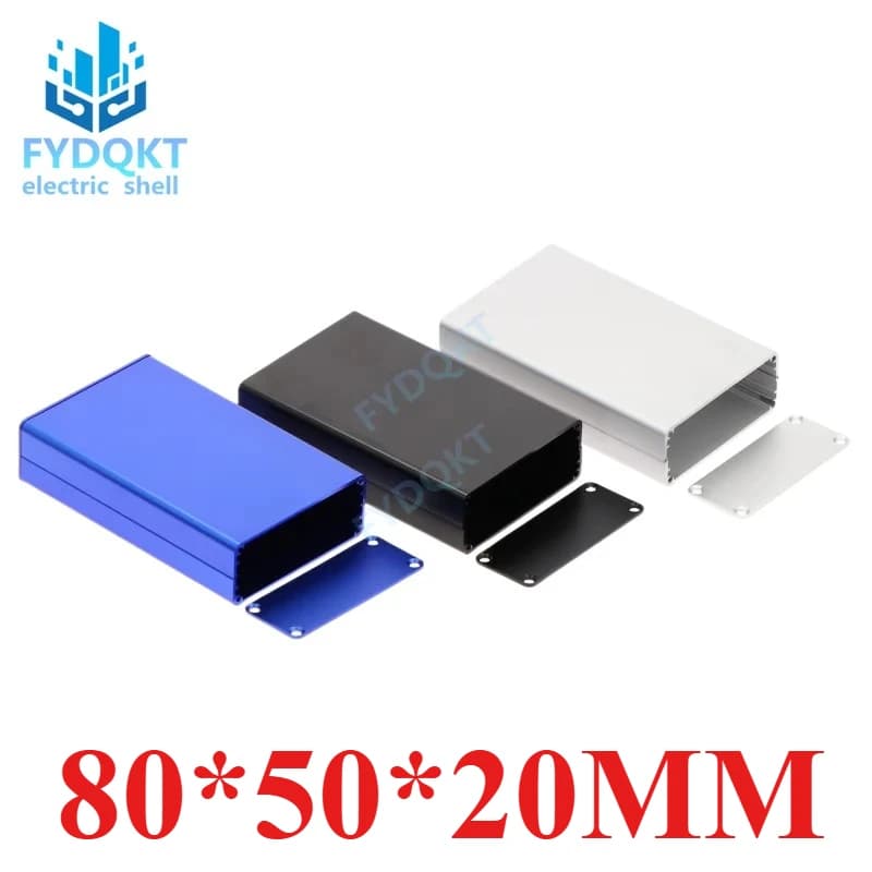 Boîte à instruments PCB en aluminium, boîtier de projet électronique, panneaux vis, rainures intégrées, argent noir bleu 80x50x20mm