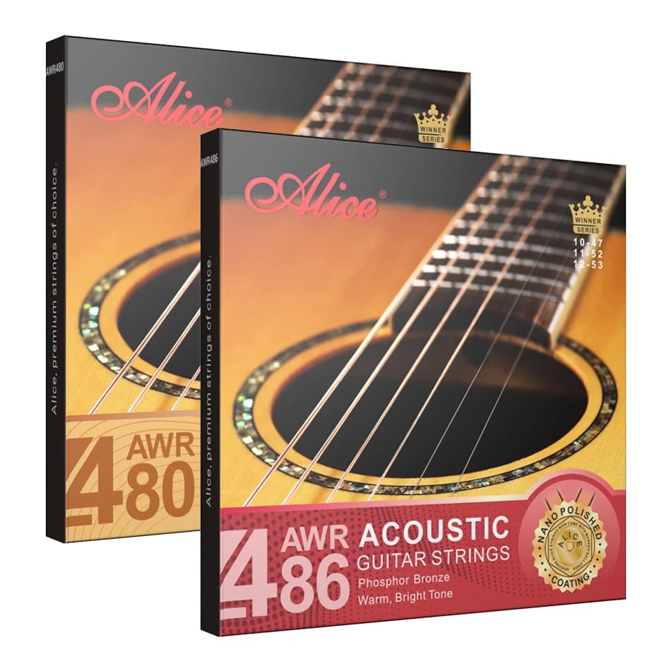 Cordes de guitare acoustique Alice AWR480 AWR486, revêtement nano multicouche, antirouille, longue durée de vie, noyau en acier hexagonal, 1ère à 6ème cordes