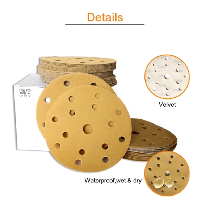 Disque de ponçage en oxyde d'aluminium 6 pouces 150 mm 15 trous 60-2000 grains avec fixation auto-agrippante pour ponçage humide et sec, pour polissage de voiture, bois et peinture automobile