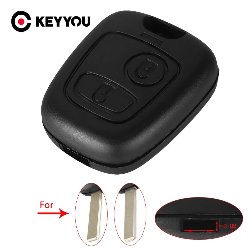 Coque de clé télécommande KEYYOU pour Toyota AYGO, Citroën, Peugeot, sans lame, sans logo, 2 boutons