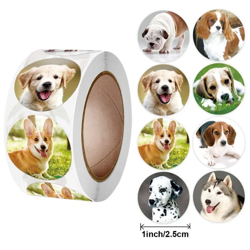 Autocollants de récompense pour enfants, 50 à 500 pièces, motif chien, autocollants d'encouragement pour enseignants, autocollants d'animaux mignons, autocollants de papeterie