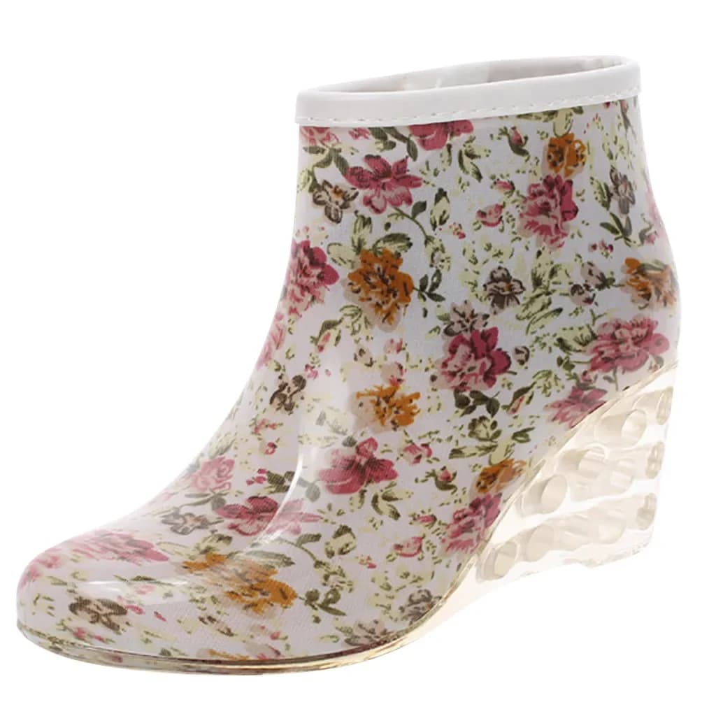 chaussures femme bottine femme chaussure Comemore – bottes de pluie à talons hauts pour femmes, chaussures d'eau imperméables, avec fermeture éclair en caoutchouc, en PVC, bottines à semelles