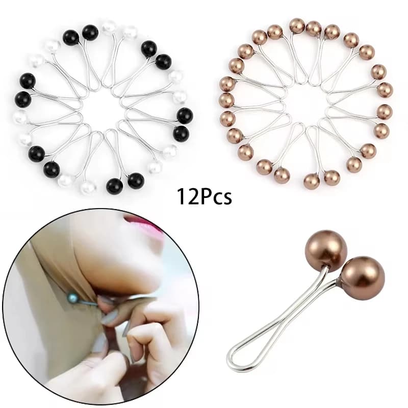 12 pièces/lot broche antidérapante foulard châle écharpe dame musulmane broches fixes écharpe Hijab Clips perle broche élégante pour les femmes bijoux