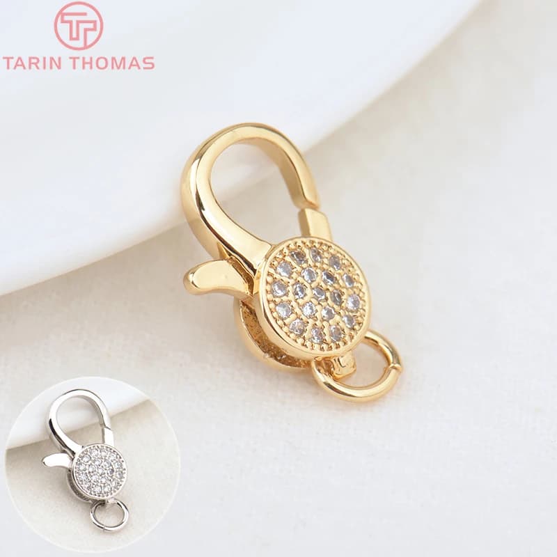 (3280)2 pièces 11x15.5MM 24K couleur or laiton avec Zircon collier Bracelet connecteur fermoirs haute qualité bijoux à bricoler soi-même faisant trouver
