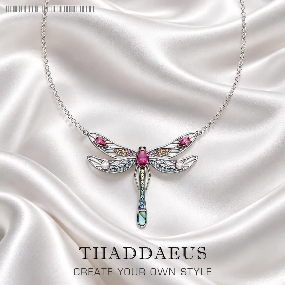 Collier libellule ludique, nouvelle chaîne à maillons, bijoux fins créatifs européens en argent sterling 925, cadeau bohémien pour femmes