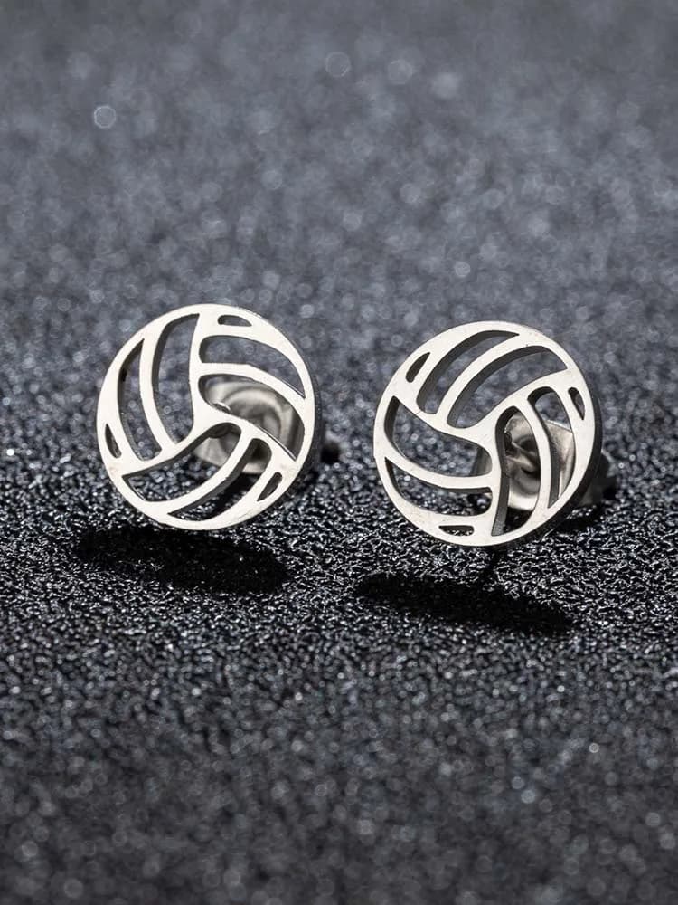 Boucles d'oreilles Punk noires de volley-ball pour femmes et hommes, en acier inoxydable, forme géométrique, bijoux de sport, cadeaux pour club