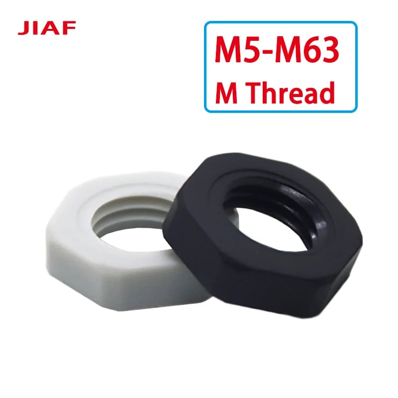 10/100 pièces M5-M63X1.5 écrou en plastique filetage métrique hexagone noir blanc écrou en Nylon pas 1.5mm/2mm
